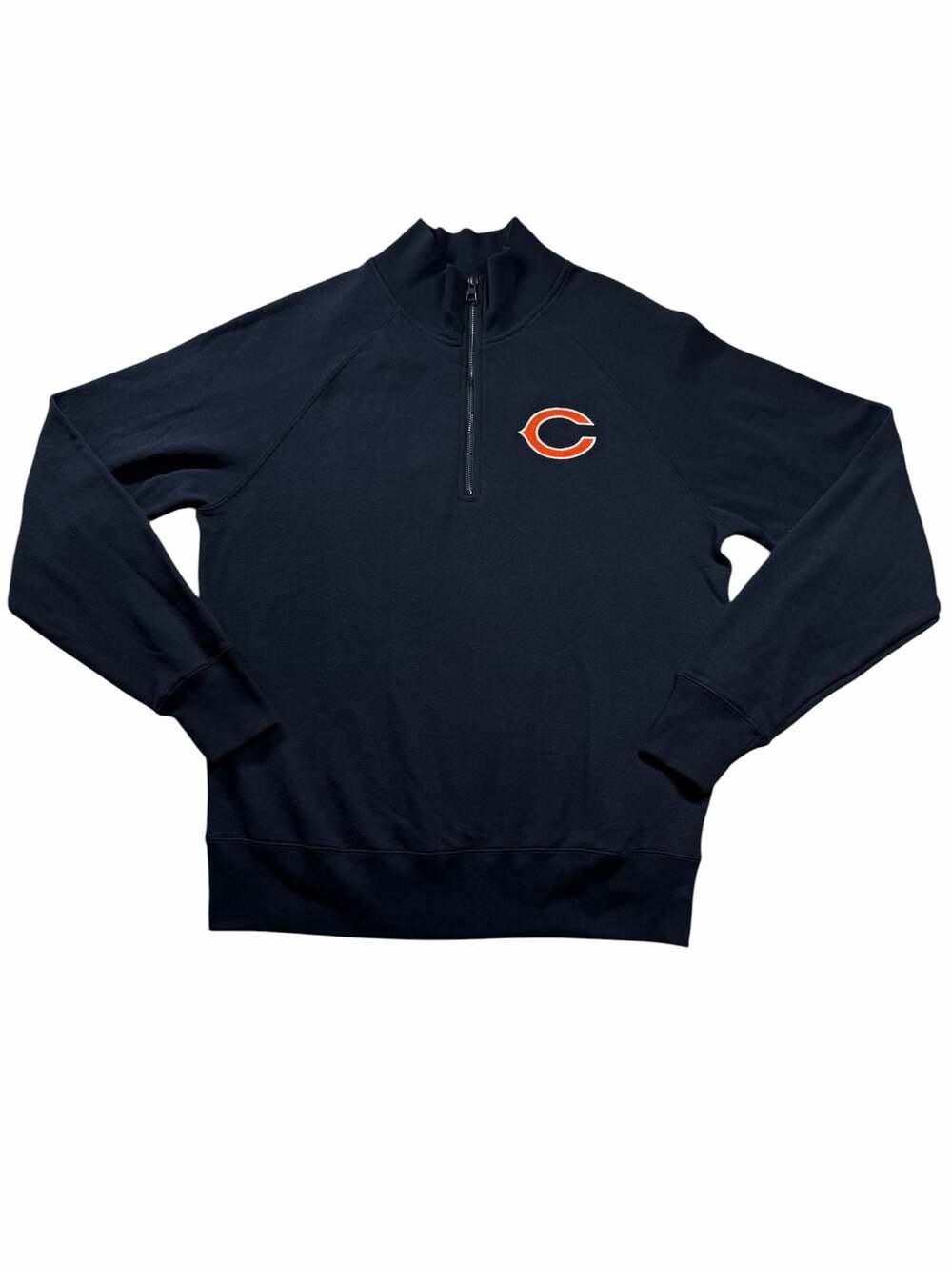 Chicago Bears OTS 1/4 Zip Pullover Sweatshirt Mens Large Embroidered NFL Navy